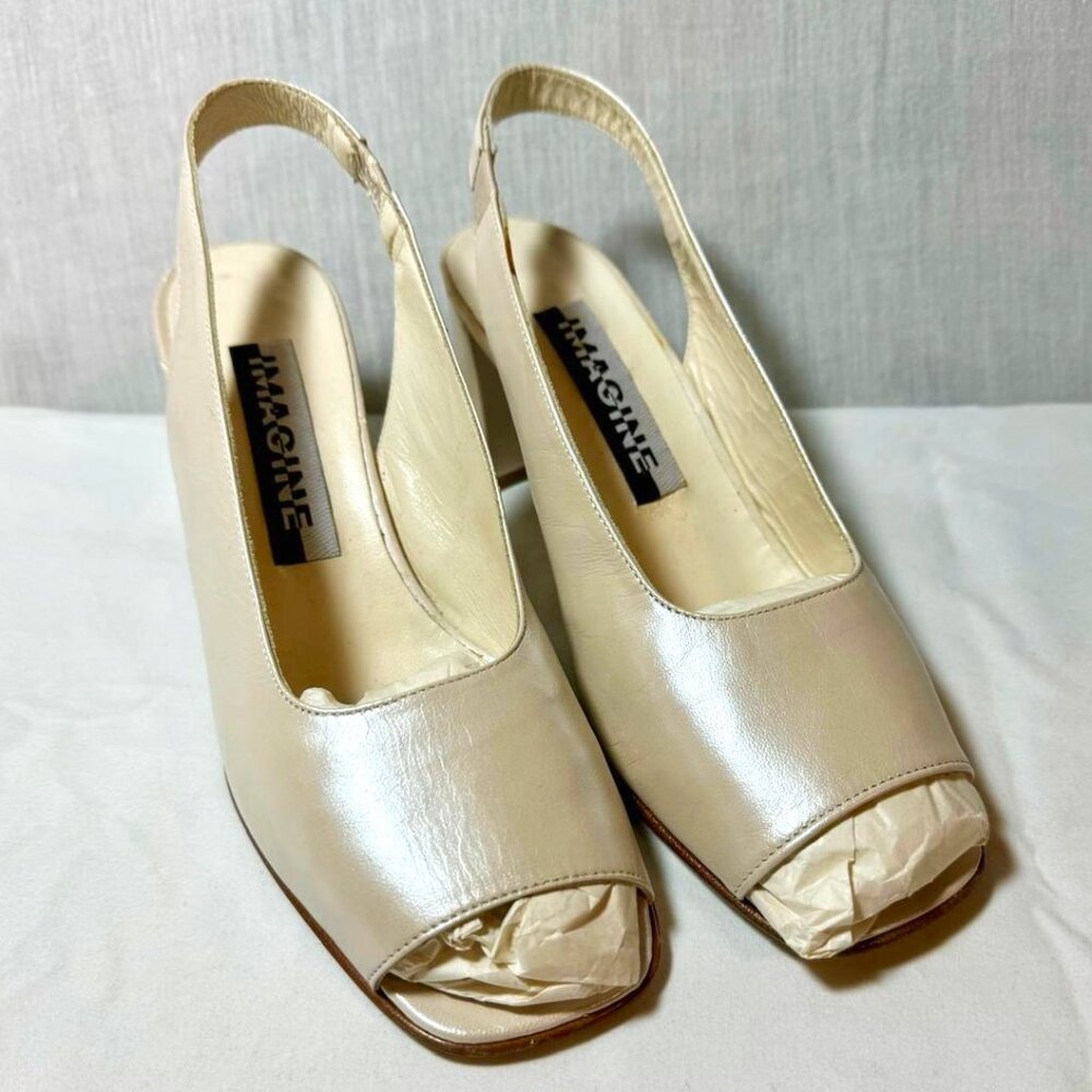 Imagine - Pearlescent Cream Sling Back Sandals - Size 38 EU - W/ FREE GIFT